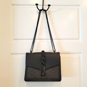 ALDO BLACK AND GRAY MONOGRAM CROSSBODY/SHOULDER BAG